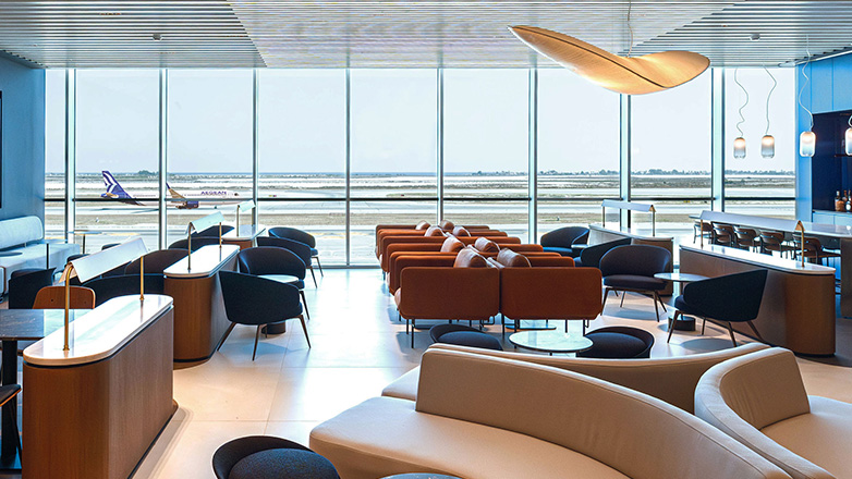 AEGEAN welcomes its passengers to the new business lounge at Larnaca Airport, next to the boarding gates